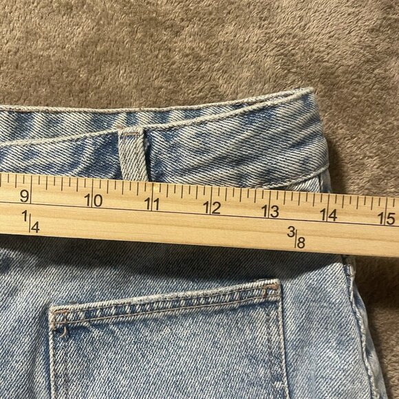 Zara Authentic Denim Skirt Womens Small Mini Jean TRF Raw Hem Buttons Pockets - Picture 5 of 6